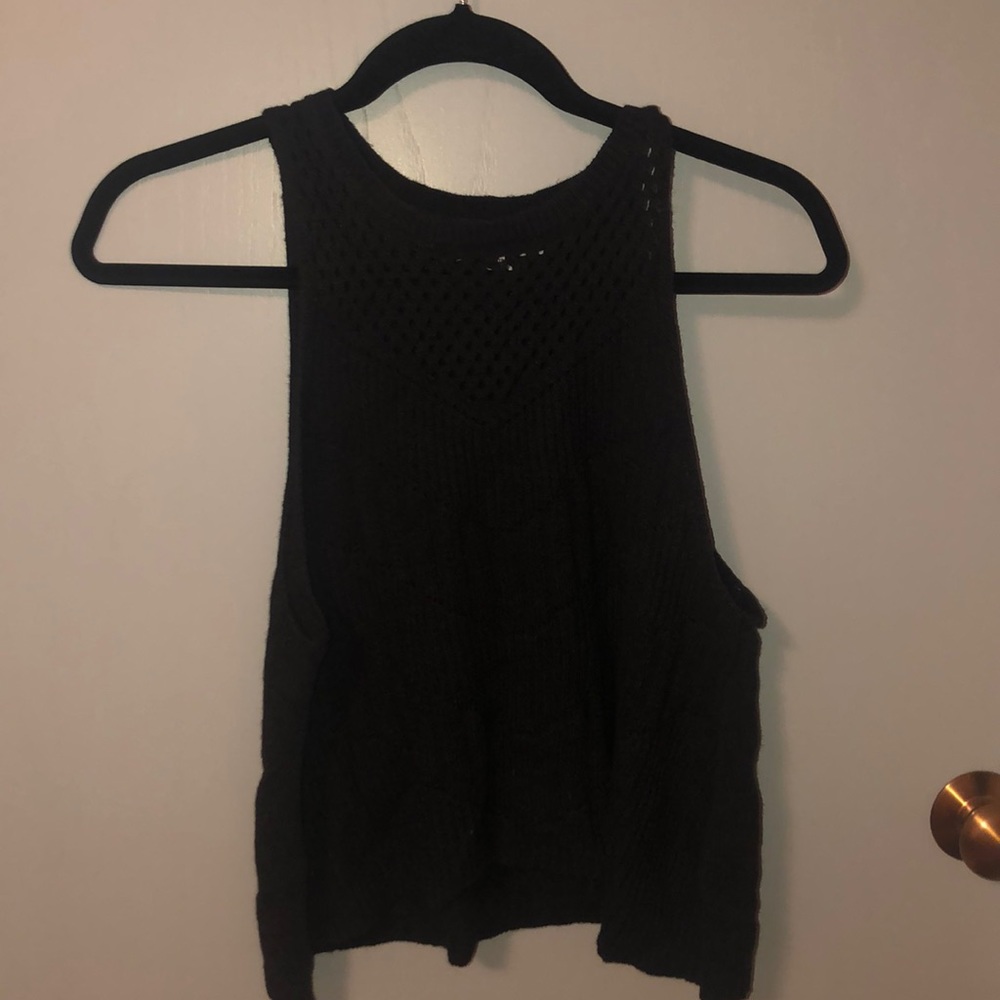 High Neck Black Sweater Tank